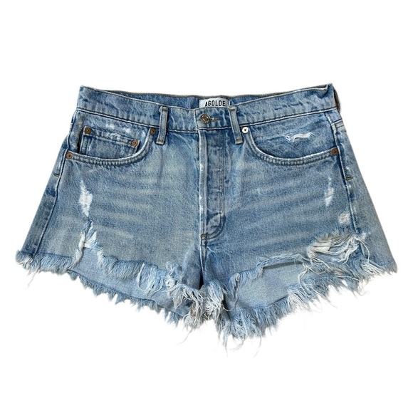 Agolde Parker Denim Cut-Off Shorts, Size 27, Blue - Picture 1 of 7